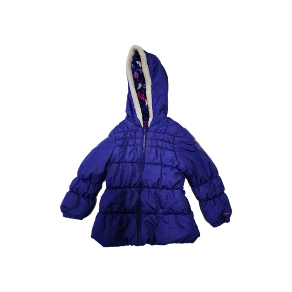 London Fog Floral Purple Puff Jacket for Little Girl Size M 5 - 6 - Picture 2 of 13